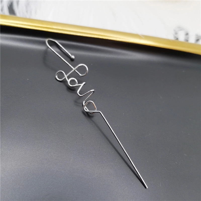 2 Pieces Trendy Zircon Ear Hook Piercing Ear Pin Female Net Red Personality Design Surrounding Ear Bone Clip Oblique Line Earrings