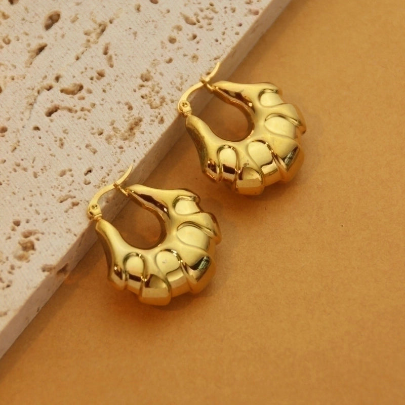 1 Pair Retro Minimalist C Shape U Shape Solid Color Plating Titanium Steel 18k Gold Plated Earrings