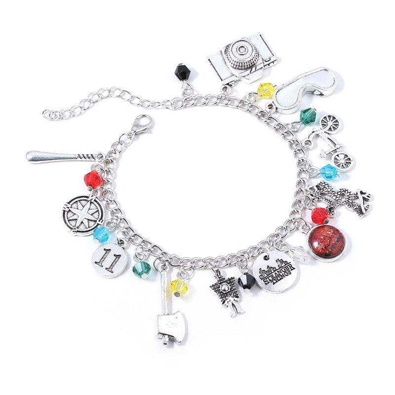 Christmas Gift Film And Television Strange Story Peripheral Bracelet Retro Axe Bicycle Tape Combination Metal Bracelet