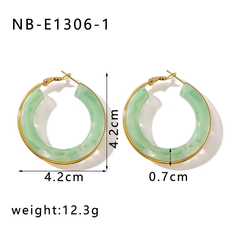 1 Pair Elegant Minimalist Classic Style Circle Multicolor Simple Plating 304 Stainless Steel 18K Gold Plated Earrings