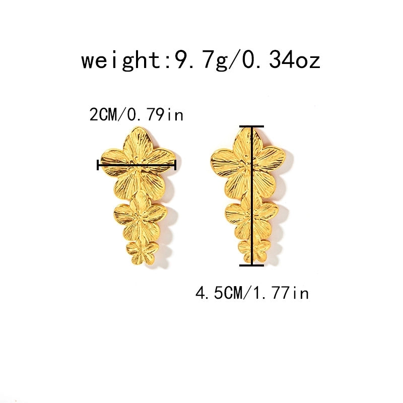 1 Pair Elegant Sweet Pastoral Flower Ginkgo Leaf Fish Tail Plating 304 Stainless Steel 14K Gold Plated Ear Studs