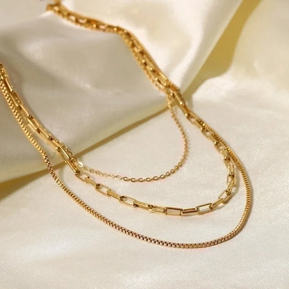 Fashion Geometric 304 Stainless Steel Gold Plated Layered Necklaces