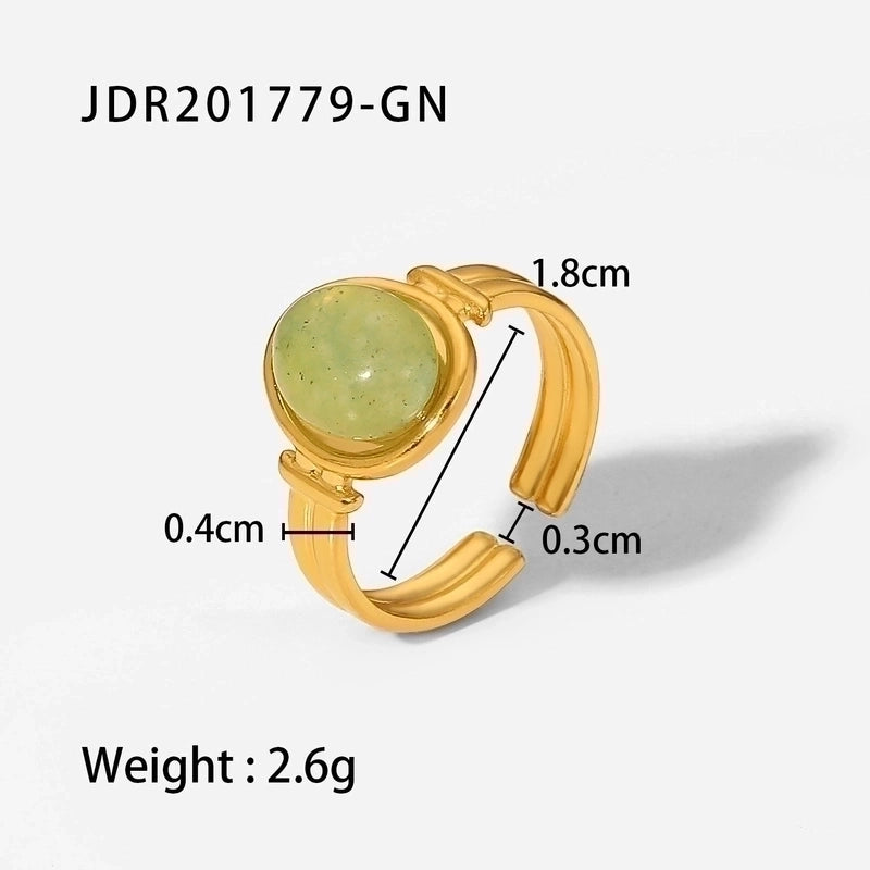 Fashion Geometric 304 Stainless Steel Artificial Gemstones Gold Plated Open Ring