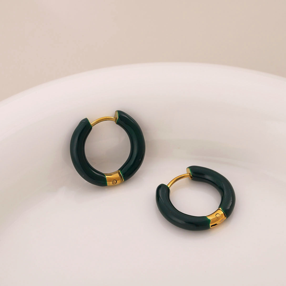 Minimalist Round Geometric Stainless Steel Oil Dripping Earrings