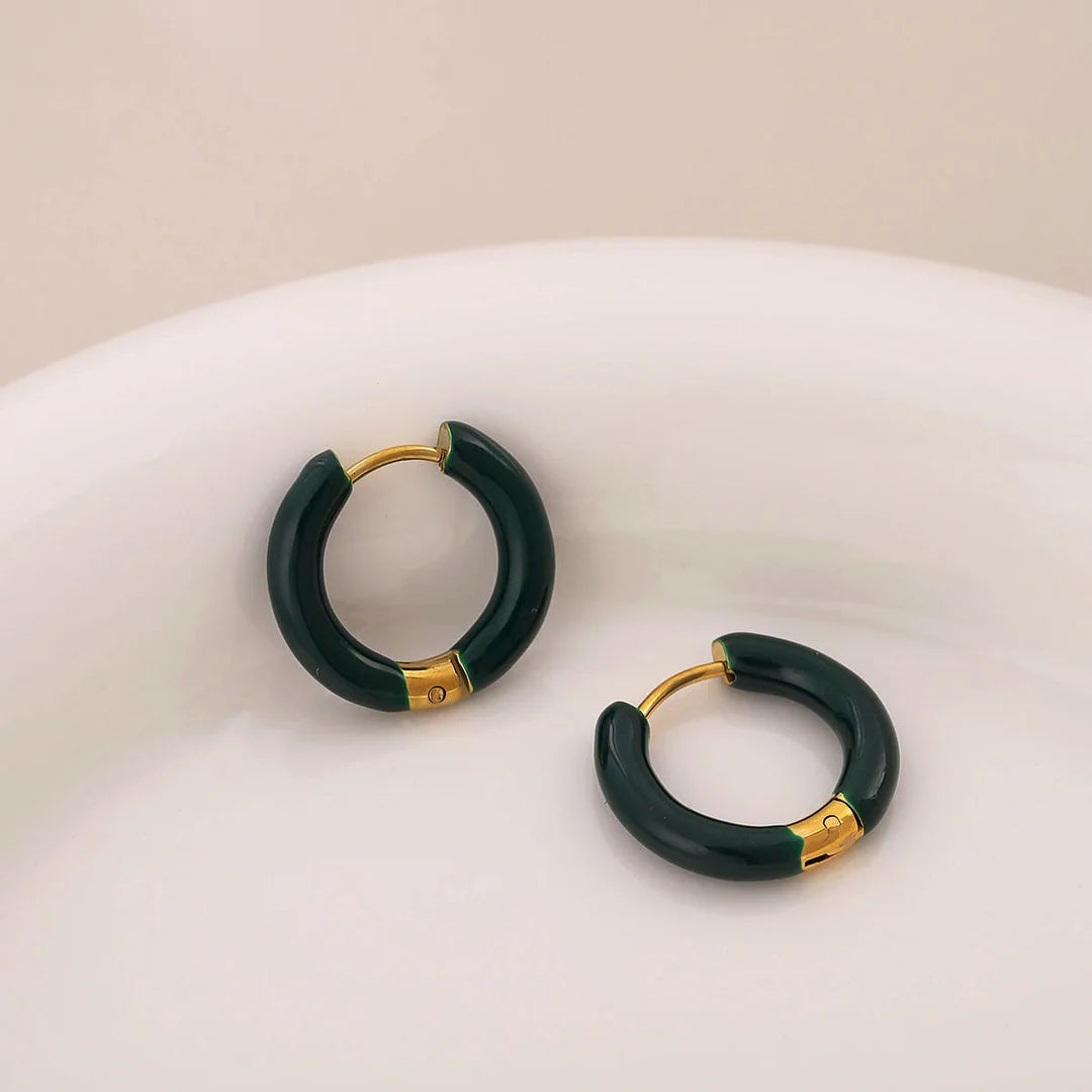 Minimalist Round Geometric Stainless Steel Oil Dripping Earrings