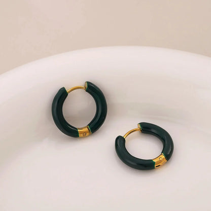 Minimalist Round Geometric Stainless Steel Oil Dripping Earrings