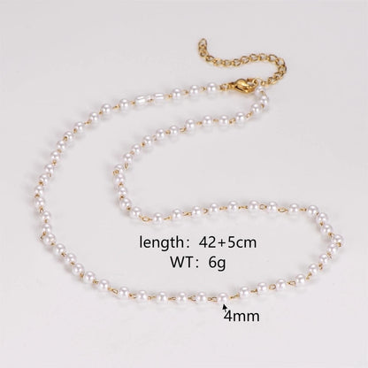 Casual Minimalist Classic Style Round 304 Stainless Steel Artificial Pearl Necklace