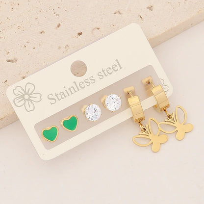 Fashion Heart Stainless Steel Electroplating Earrings