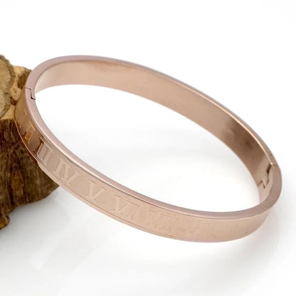 Fashion Number 304 Stainless Steel 18K Gold Plated No Inlay Bangle In Bulk