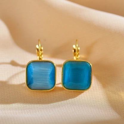 1 Pair Minimalist Square Plating Inlay Stainless Steel Zircon Gold Plated Ear Studs