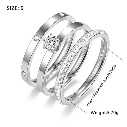 Elegant Minimalist Solid Color Stainless Steel Plating Inlay Zircon 18k Gold Plated Rose Gold Plated White Gold Plated Rings