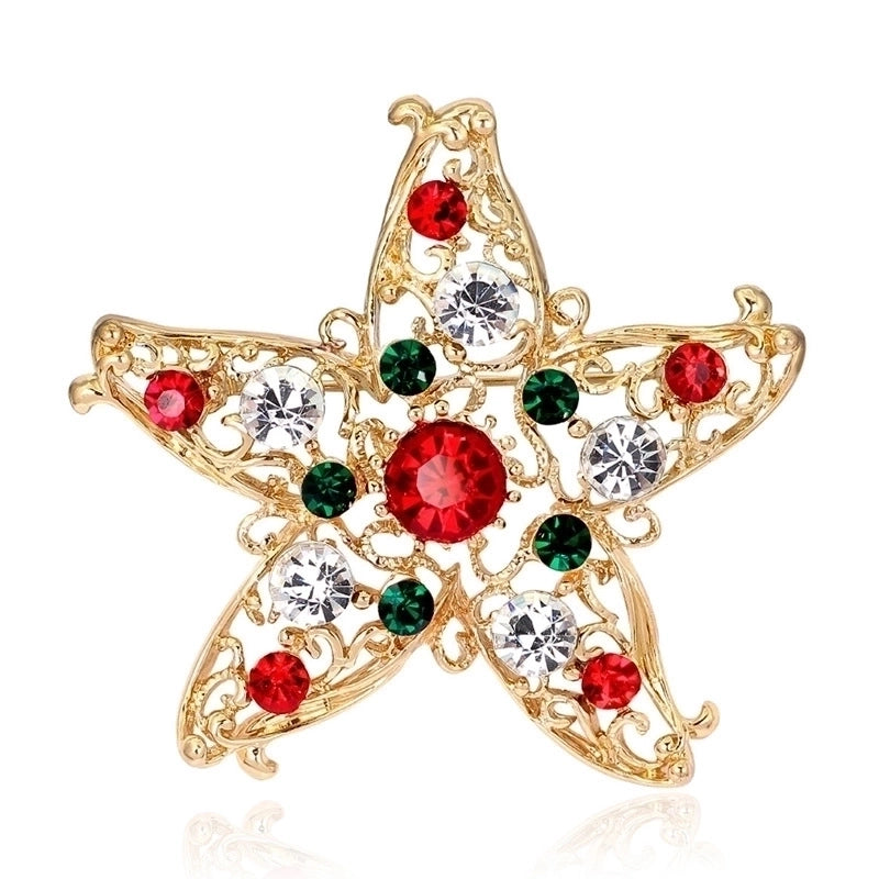 Fashion Pin Santa Claus Star Elk Alloy Plating Rhinestones Women'S Brooches