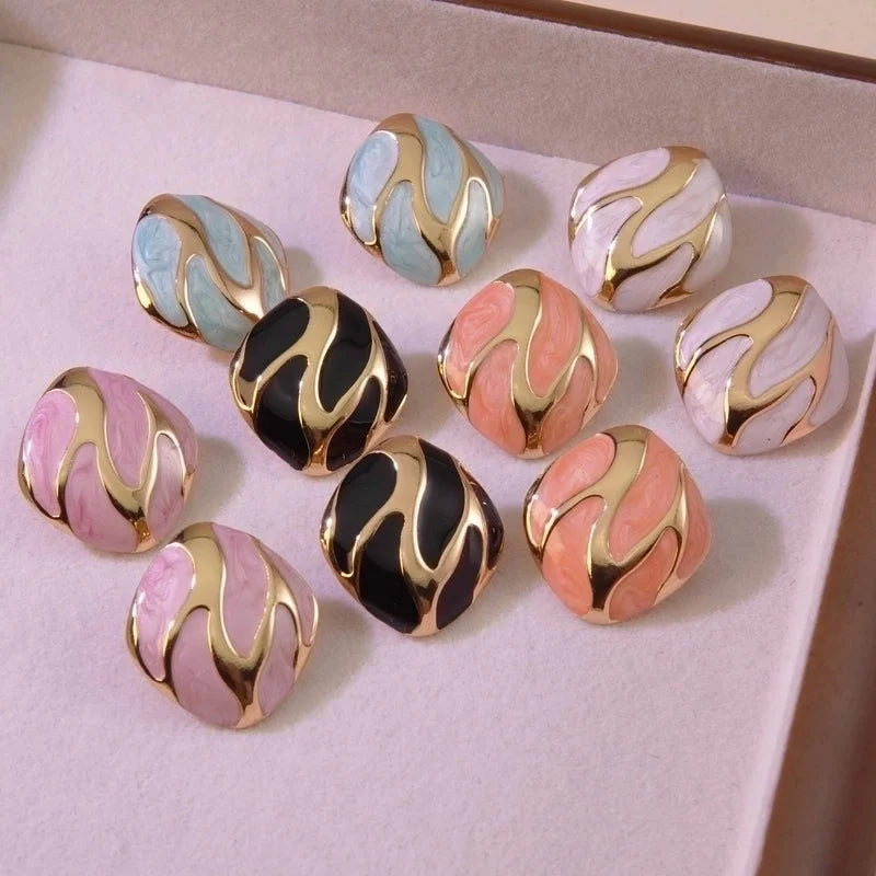 1 Pair Minimalist Commute Geometric 304 Stainless Steel Imitation Gold Ear Studs