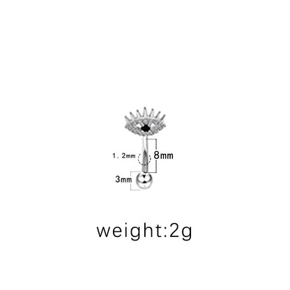 1 Piece Eyebrow Studs Hip-Hop Punk Geometric Ghost Stainless Steel Copper Epoxy Plating Rhinestones Zircon