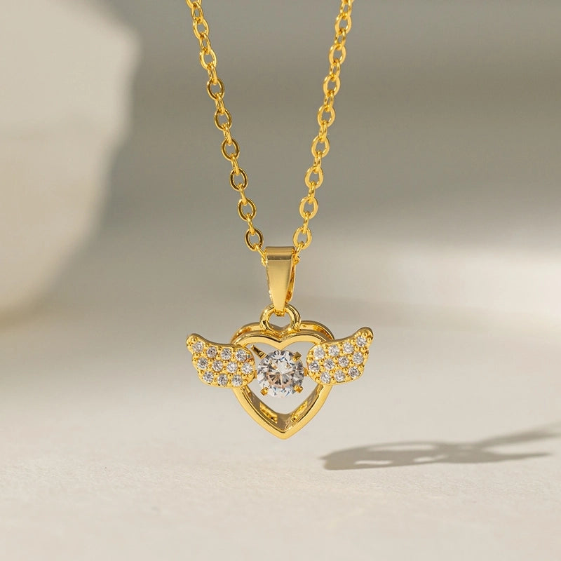 Titanium Steel Copper Plating Geometric Scallop Zircon Copper Necklaces