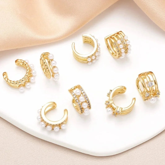 1 Pair Basic Modern Style Minimalist C Shape Inlay Copper Zircon 18K Gold Plated Ear Cuffs