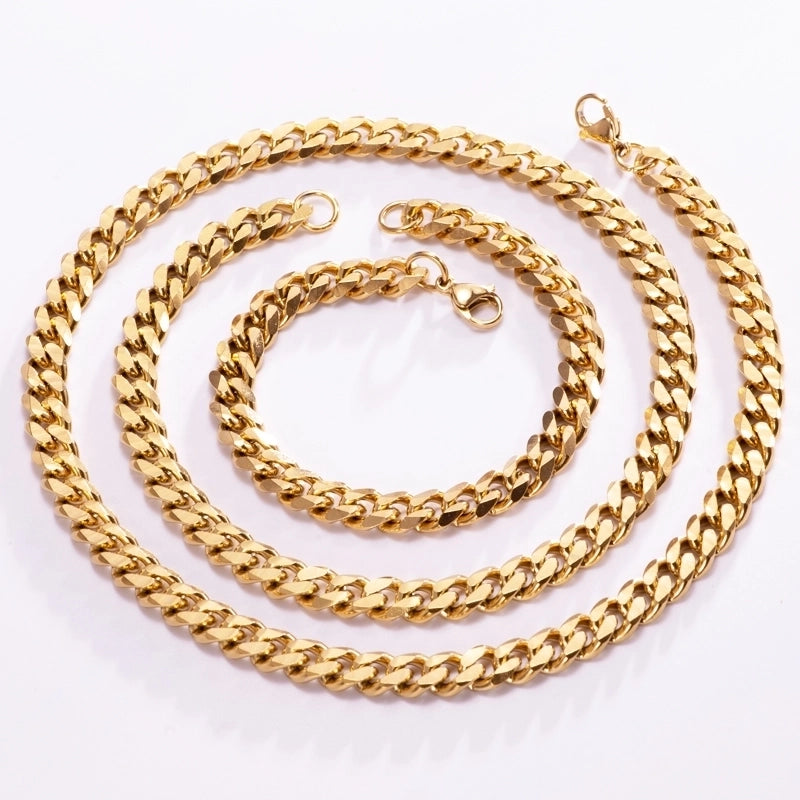 Classic Style Solid Color 304 Stainless Steel 18K Gold Plated Jewelry Set