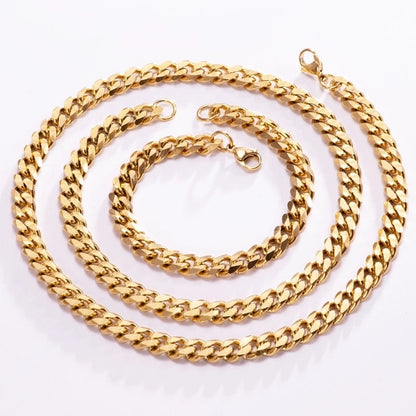 Classic Style Solid Color 304 Stainless Steel 18K Gold Plated Jewelry Set