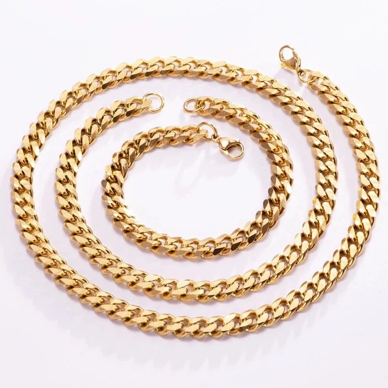 Classic Style Solid Color 304 Stainless Steel 18K Gold Plated Jewelry Set