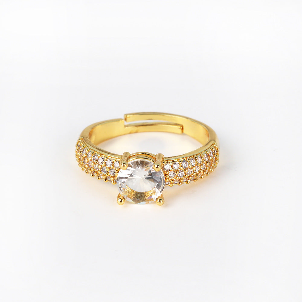 Moderate Luxury Women Fan-Shape Square Heart Circle Gold Plated Copper Rings