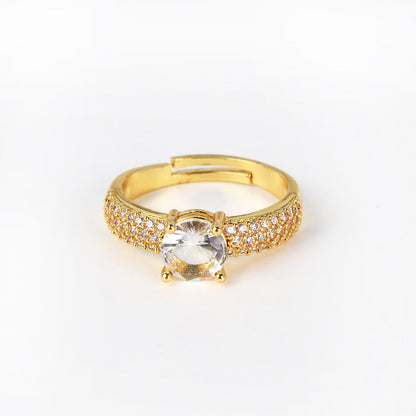 Moderate Luxury Women Fan-Shape Square Heart Circle Gold Plated Copper Rings