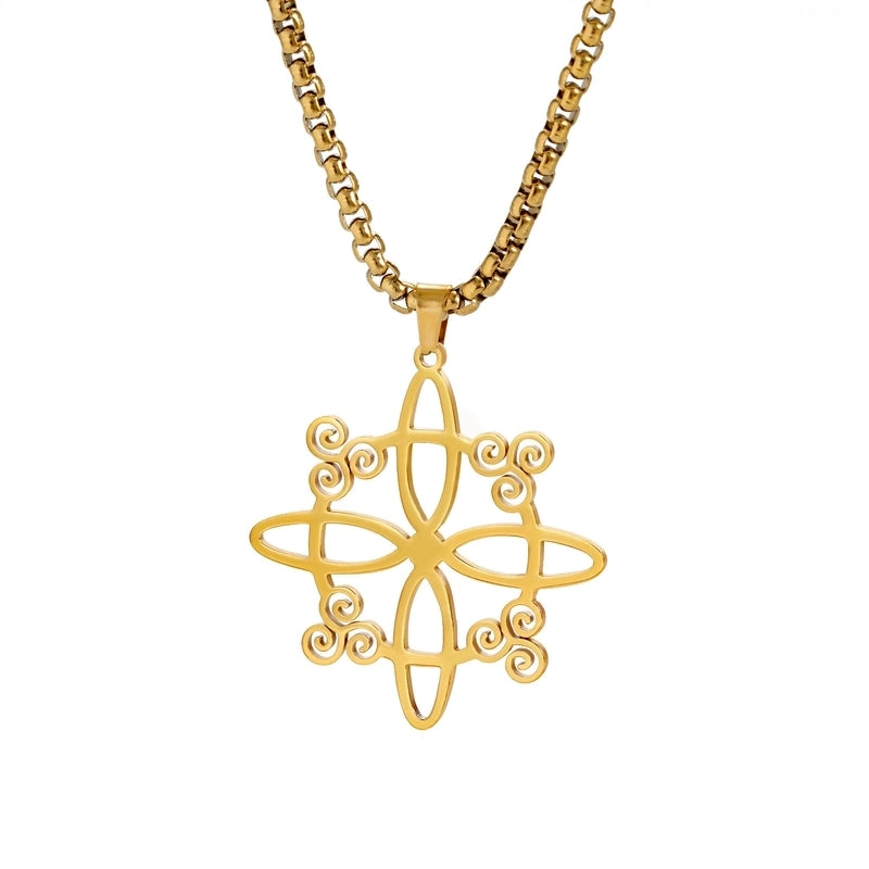 Minimalist Witch Knot Solid Color Titanium Steel Plating Hollow Out Stainless Steel Necklaces