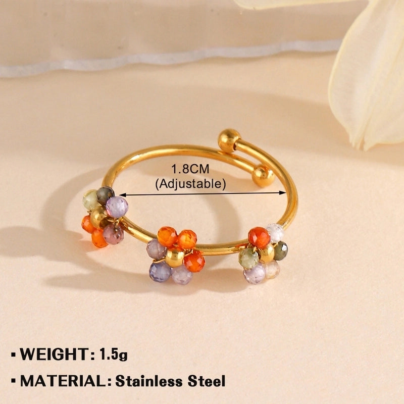 Minimalist Flower 304 Stainless Steel Plating Open Rings