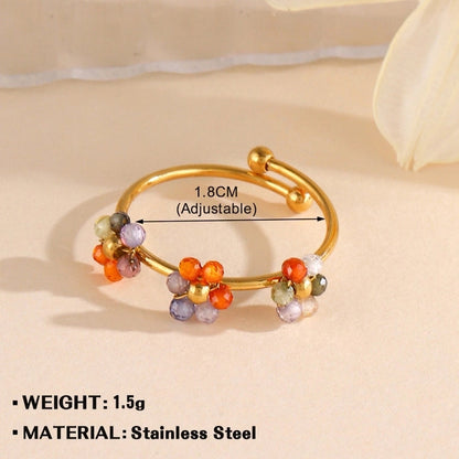 Minimalist Flower 304 Stainless Steel Plating Open Rings