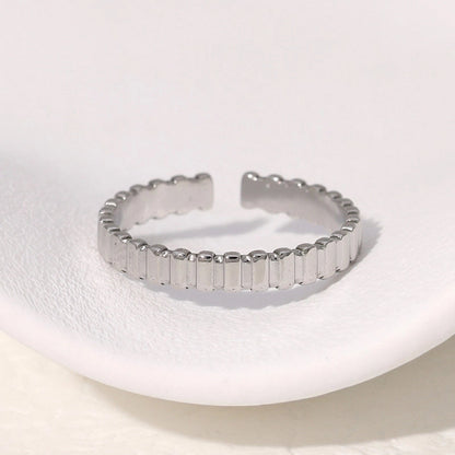 Casual Minimalist Geometric 304 Stainless Steel Hollow Out Inlay Open Rings
