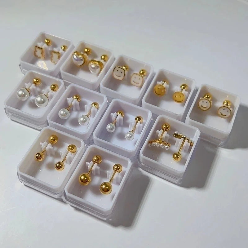 Sweet Animal/zodiac Heart Shape Facial Features/expressions Plating Smiley Face Titanium Steel Earrings