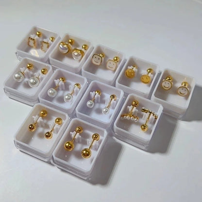 Sweet Animal/zodiac Heart Shape Facial Features/expressions Plating Smiley Face Titanium Steel Earrings