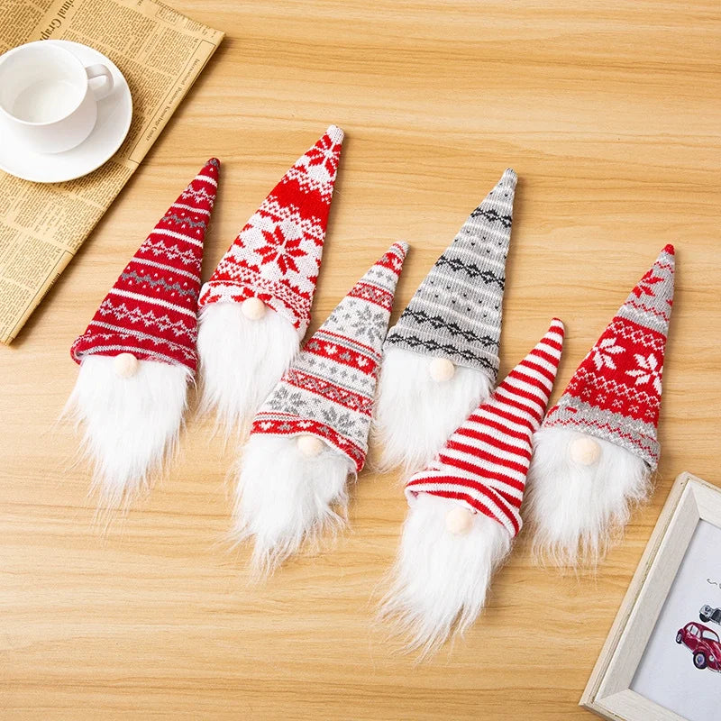 Cross-border New Christmas Decorations Knitted Hat Forest Man Wine Bottle Cover Faceless Doll Wine Cover Red Wine Bottle Decoration