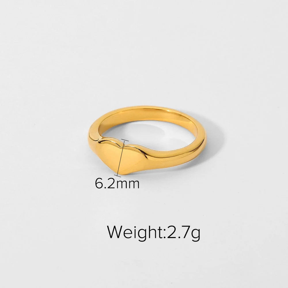 Women IG Style Circle Geometric Stainless Steel 18K Gold Plated Rings