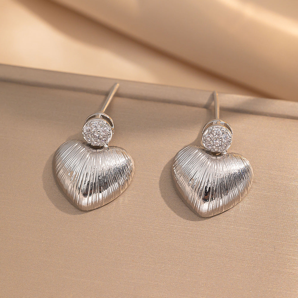 2 Pieces Moderate Luxury Flower Copper Diamond Inlay Stud Earrings