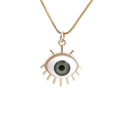 Simple Dripping Evil Eye Pendant Copper Zircon Necklace
