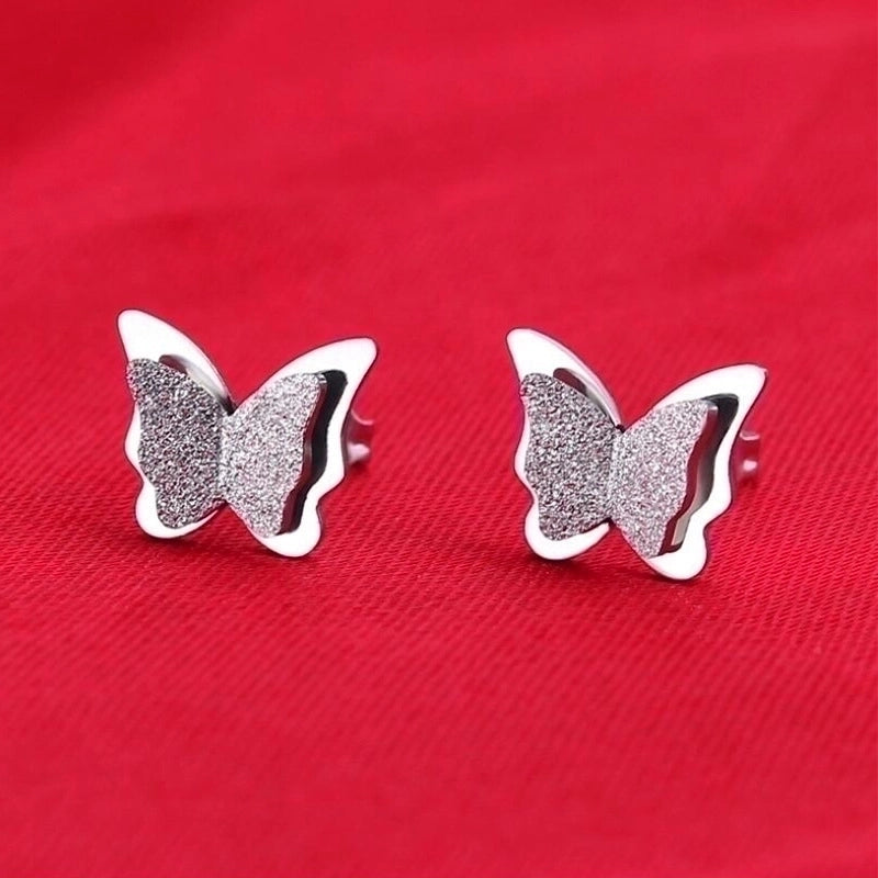 1 Pair Retro Butterfly Plating Hollow Out 304 Stainless Steel 18K Gold Plated Ear Studs