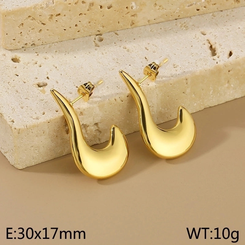 1 Pair Minimalist Geometric 304 Stainless Steel 18K Gold Plated Earrings Ear Studs