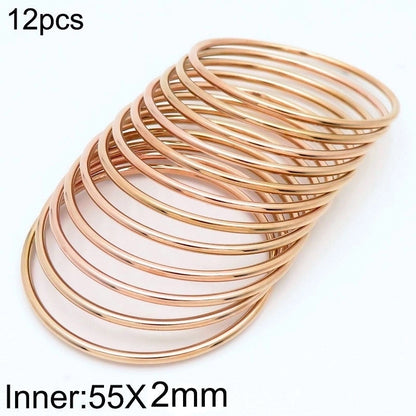 304 Stainless Steel 18K Gold Plated Minimalist Round Solid Color Bangle