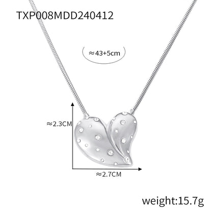 304 Stainless Steel 18K Gold Plated Elegant Minimalist Plating Inlay Heart Shape Rhinestones Earrings Necklace