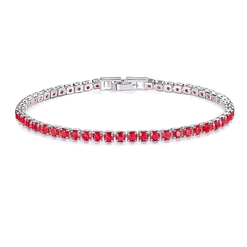 Copper Rhodium Plated Classic Style Inlay Geometric Zircon Bracelets