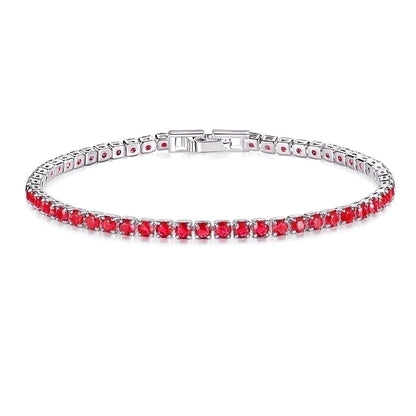 Copper Rhodium Plated Classic Style Inlay Geometric Zircon Bracelets