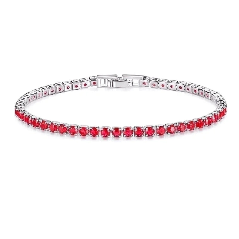 Copper Rhodium Plated Classic Style Inlay Geometric Zircon Bracelets