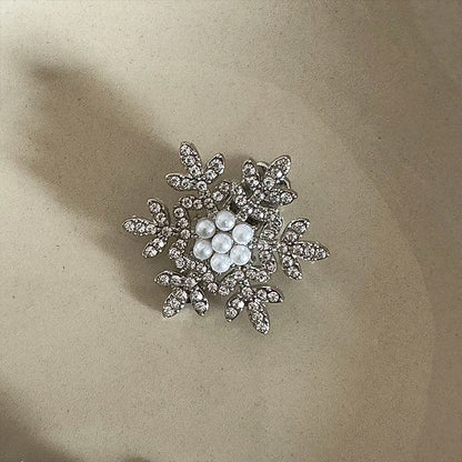 Women's Minimalist Classic Style Snowflake Alloy Inlay Rhinestones Hair Clip