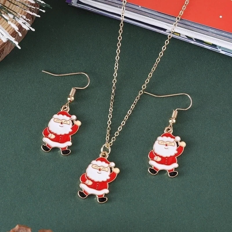 Cute Christmas Tree Santa Claus Christmas Socks Alloy Earrings Necklace