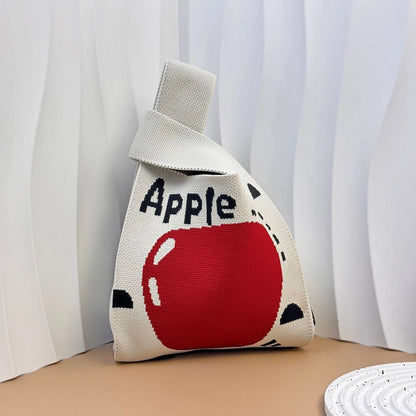 Christmas Apple Knitted Handbag Handbag Gift Bag Handheld Casual Tote Bag Lunch Box Bag Mobile Phone Bag