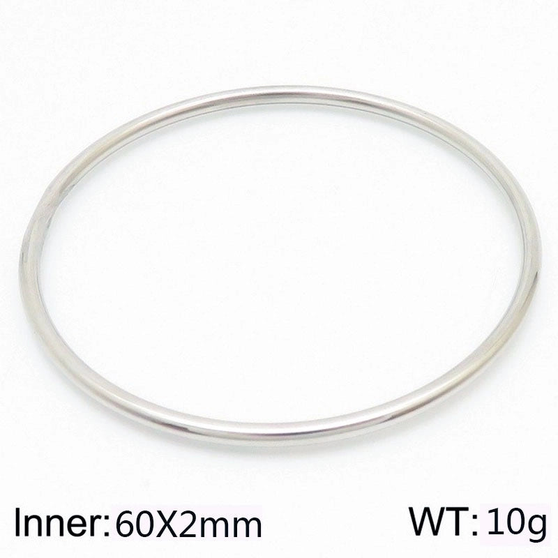 304 Stainless Steel 18K Gold Plated Minimalist Round Solid Color Bangle