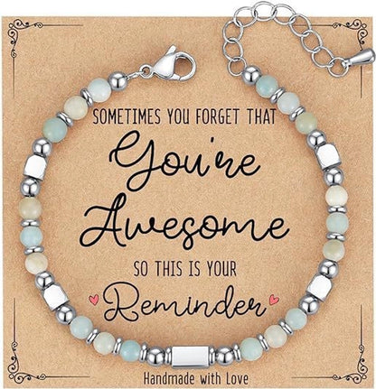 Minimalist Classic Style Round 304 Stainless Steel Natural Stone Bracelets In Bulk