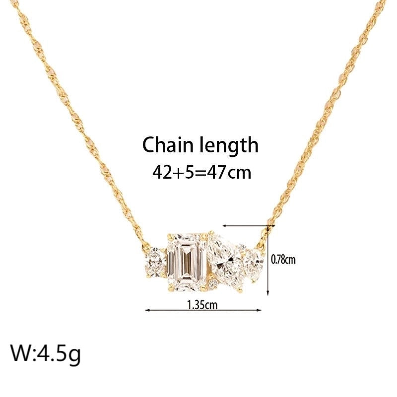 Casual Minimalist Commute Square Oval Horse Eye 304 Stainless Steel Zircon 16K Gold Plated Inlay Pendant Necklace