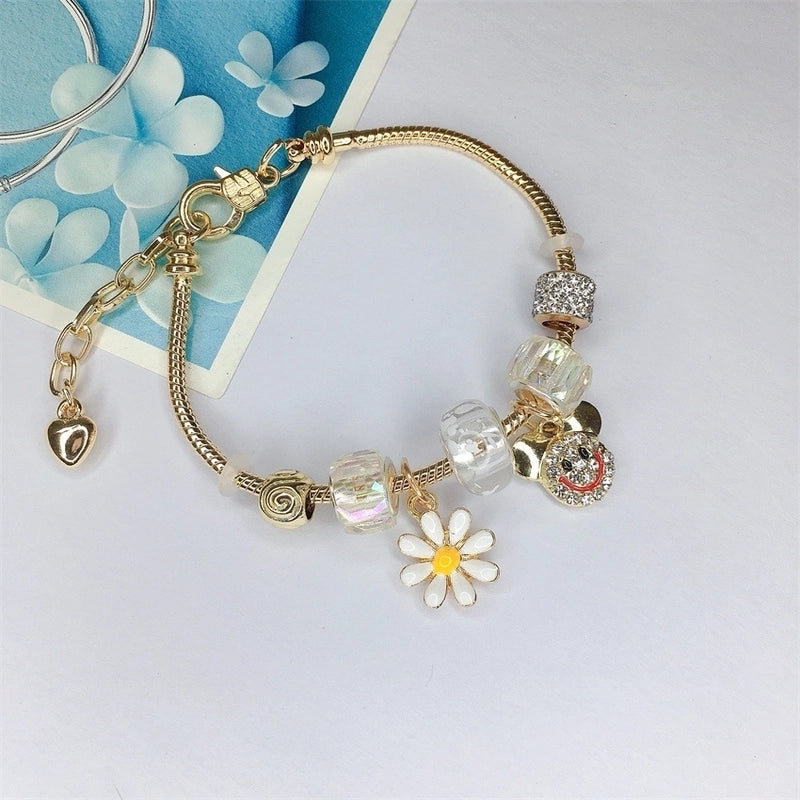 Cute Minimalist Dolphin Heart Shape Flower Stainless Steel Alloy Resin Rhinestones Bangle In Bulk