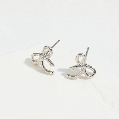 1 Pair Elegant Bow Knot Copper 14K Gold Plated Ear Studs